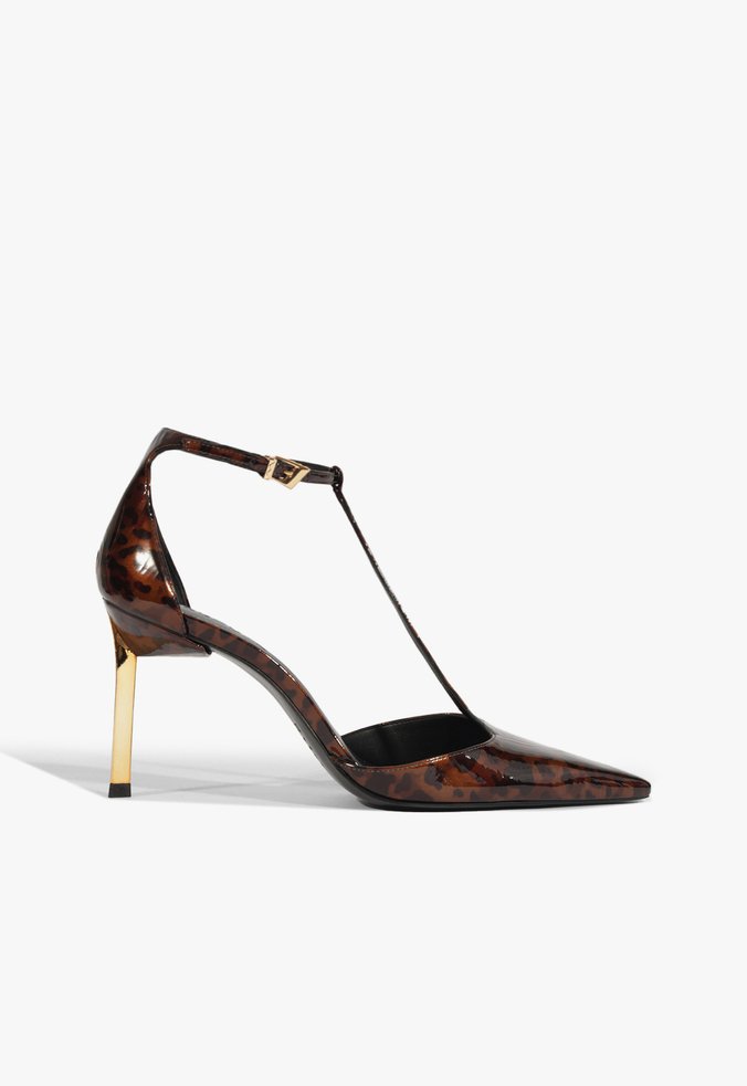 Pump Verniz Salto Fino Alto Animal Print