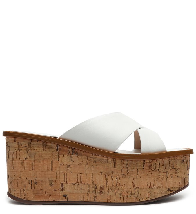 Sandália Flatform Cortiça Minimal Branca
