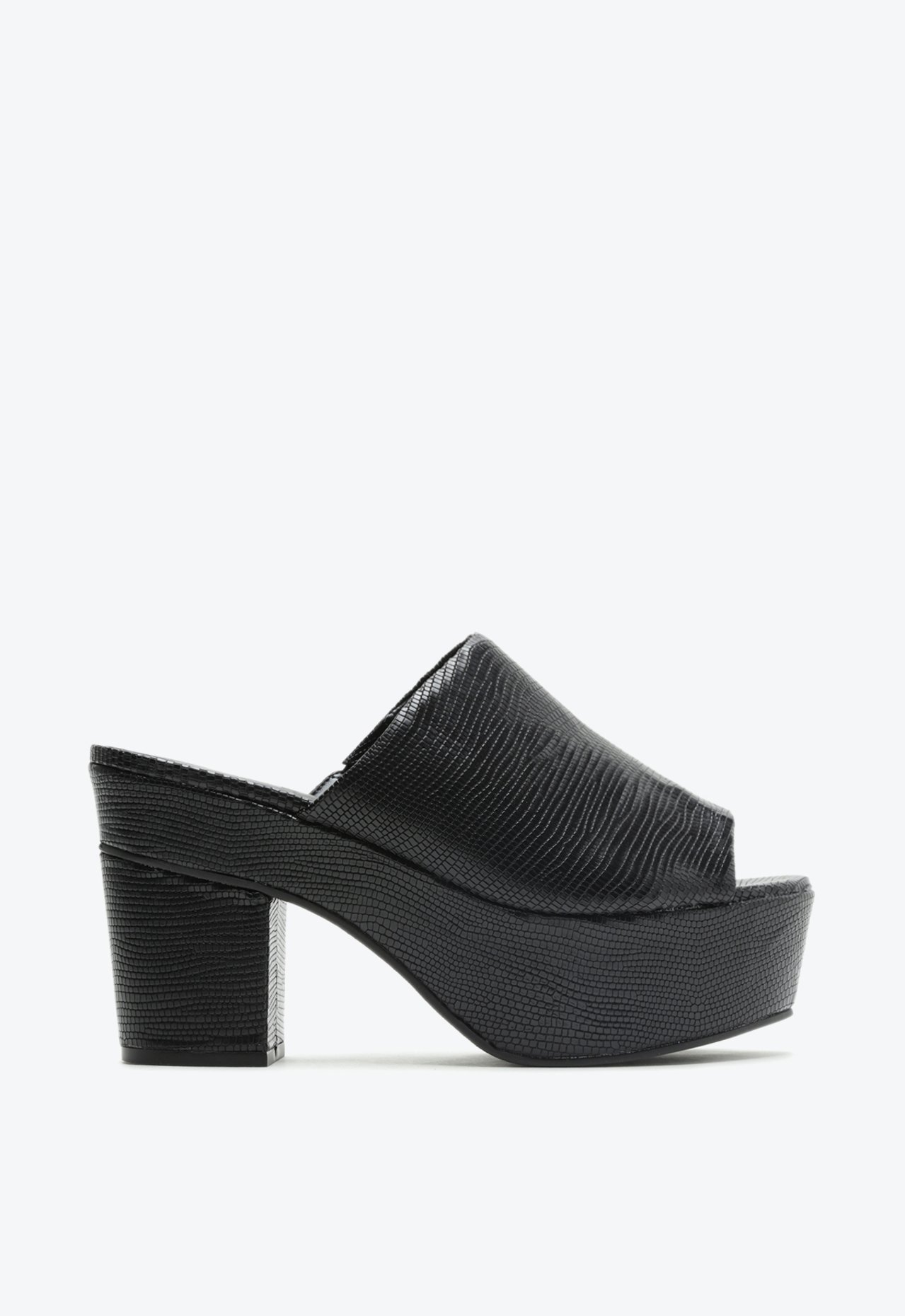 Sandália Plataforma Salto Nysha Croco Preta | Schutz