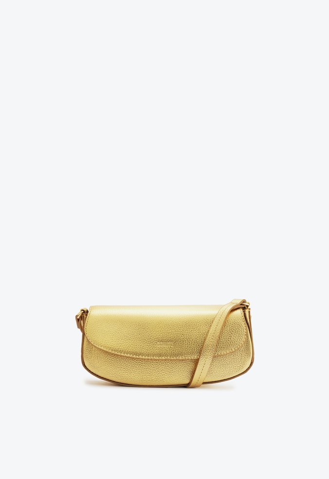 Bolsa Tiracolo Mini Baguette Esther Couro Dourada