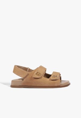 Papete Bico Quadrado Velcro Acamurçado Couro Marrom
