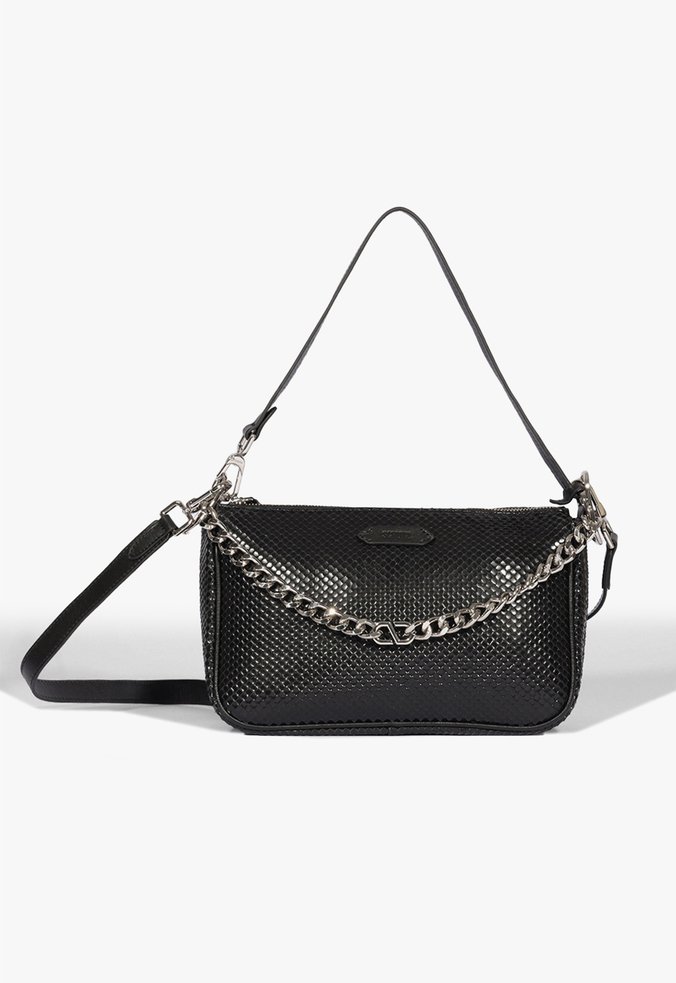 Bolsa Tiracolo Grande Emmy Couro Snake Preta | Schutz