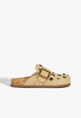 Clog Couro Bege