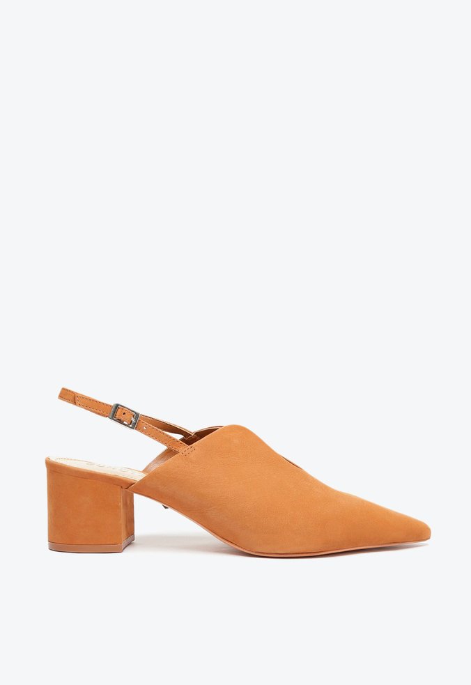 Sapato Scarpin Salto Bloco Marrom