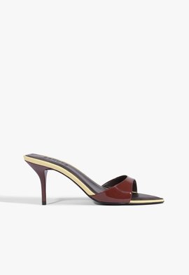 Sandalia Mule Elodie Verniz Couro Vinho