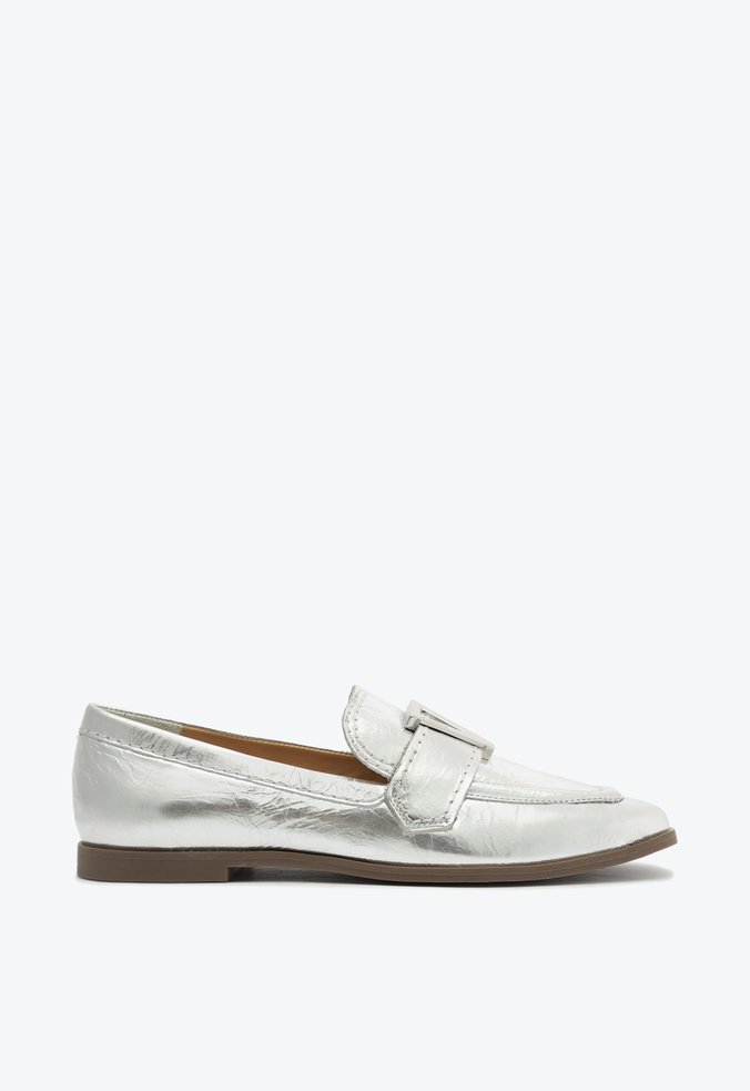 Mocassim Couro Prata