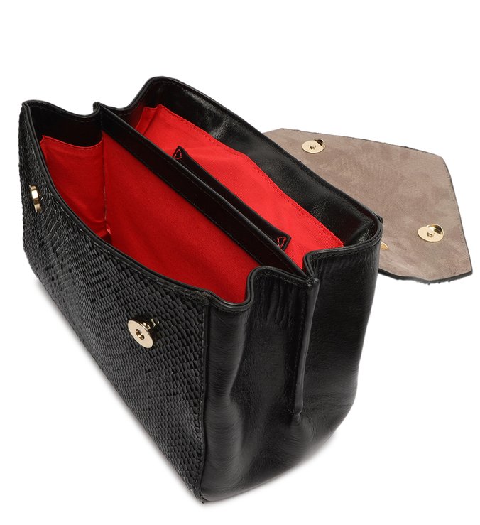 Bolsa Tiracolo Média Trinity Couro Snake Preta Bolsa Tiracolo Média Trinity Couro Snake Preta