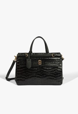 Bolsa Média Couro Croco Preta