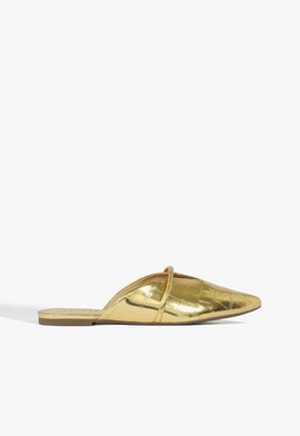 Sapato Mule Animal Print Dourado