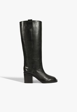 Bota Wyatt Up Couro Preta Cano Alto