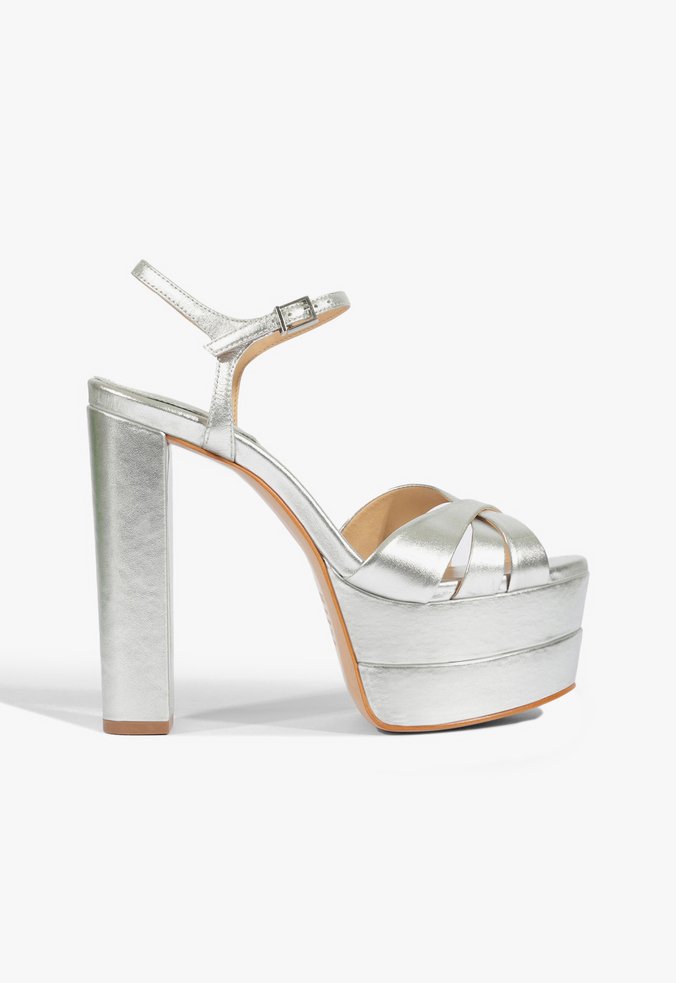 Sandália Keefa High Couro Prata