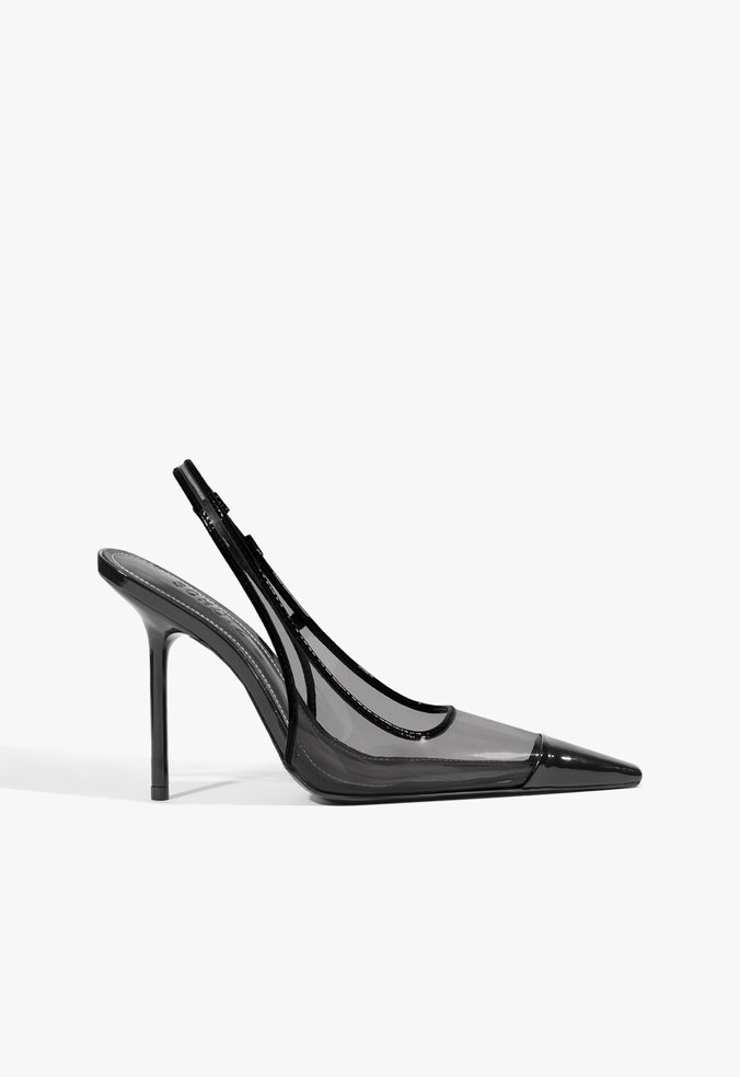 Scarpin Slingback Bico Quadrado Preto