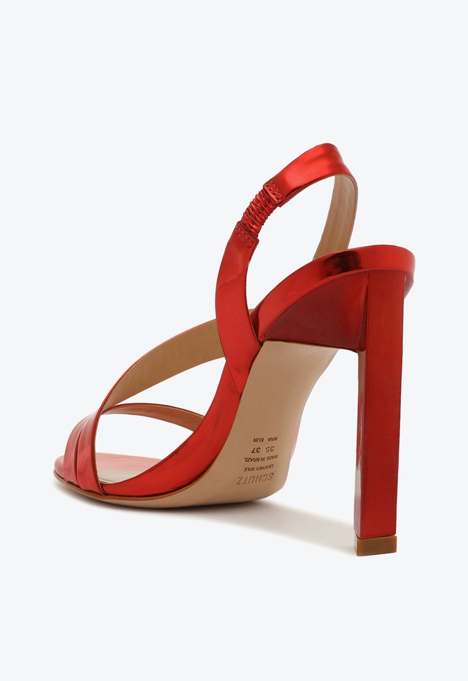 PRE ORDER] Sandália Dannie Couro Metalizada Vermelha | Schutz
