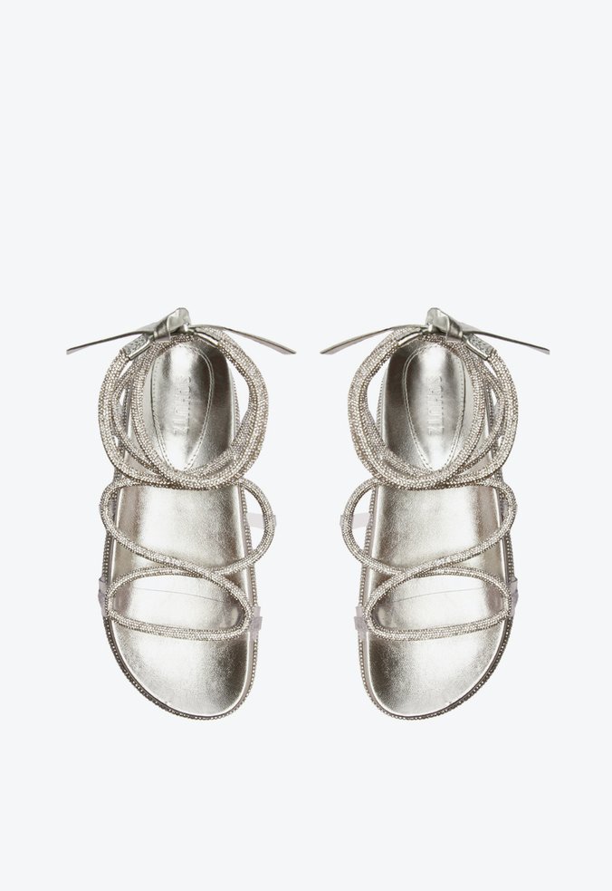 Sandália Papete Flatform Chay Brilho Prata