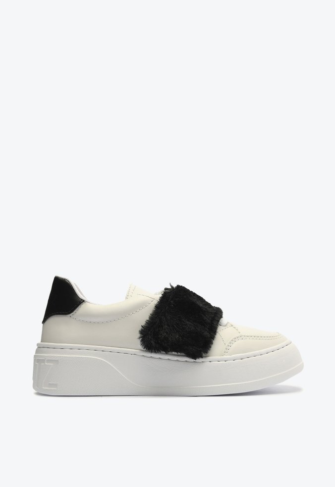 Tênis Couro Branco Fluffy Preto