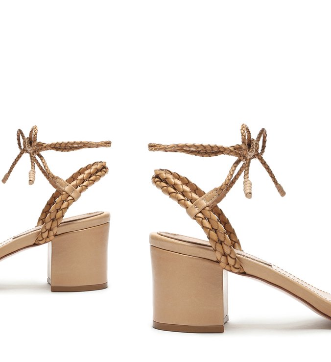 Sandália Block Heel Trama Bege Sandália Block Heel Trama Bege