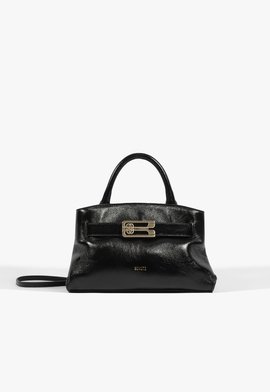 Bolsa Hobo Média Heather Couro Preta