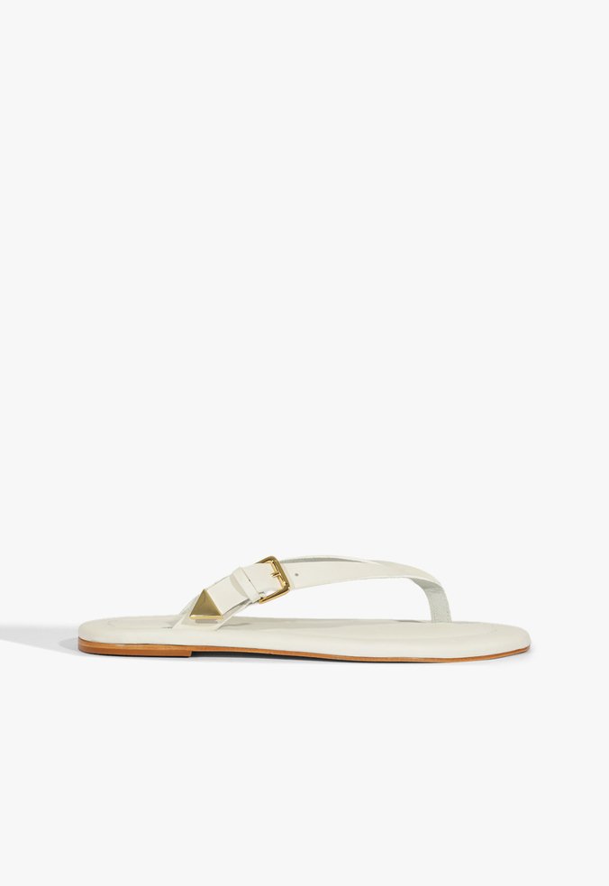 Chinelo Fivela Couro Branco