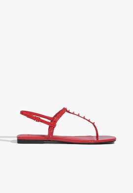 Sandália Rasteira Spikes Verniz Vermelha