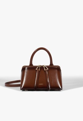 Bolsa Bowling Trix Pequena Couro Marrom