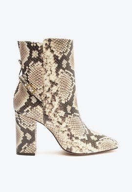 Bota Salto Bloco Christine Couro Animal Print
