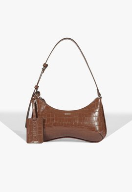 Bolsa Média Yumi Croco Marrom