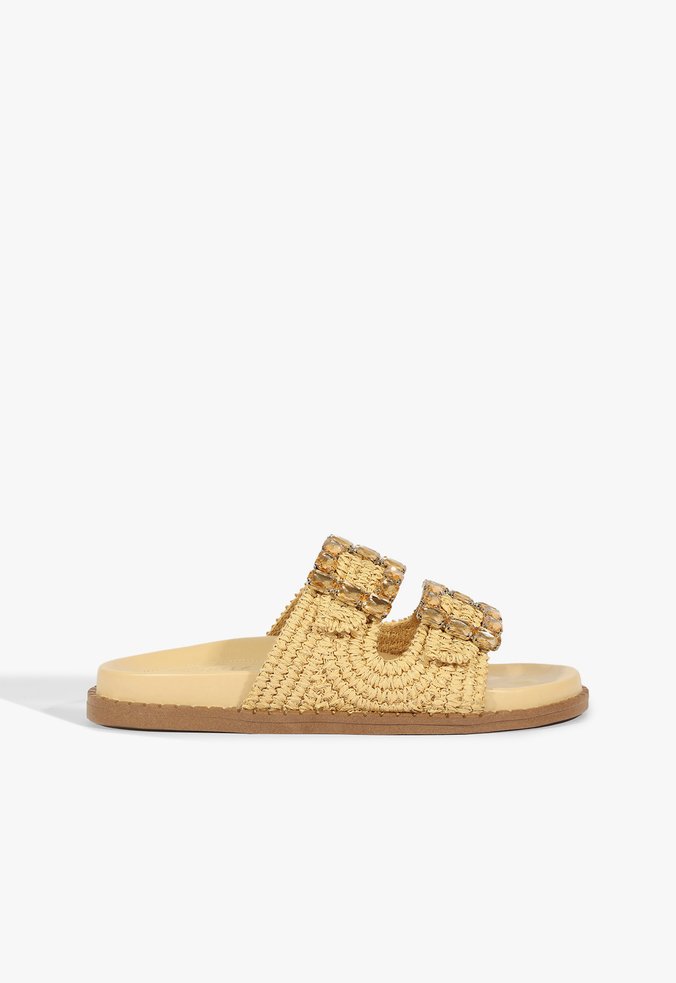 Papete Couro Fivelas Amarelo