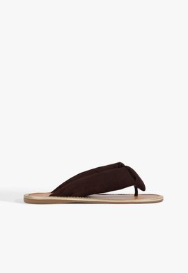 Rasteira Aurea Casual Couro Marrom Escuro