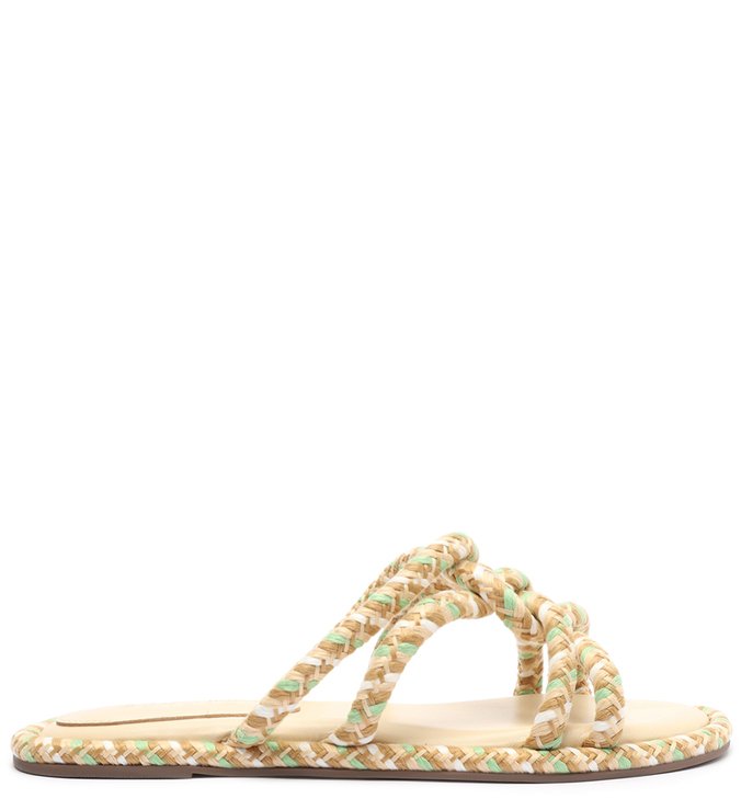 Sandália Rasteira Slide Corda Creme