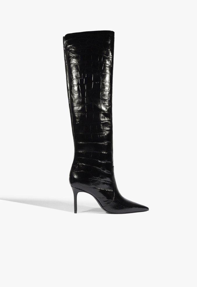 Bota Dressy Cano Longo Couro Preto