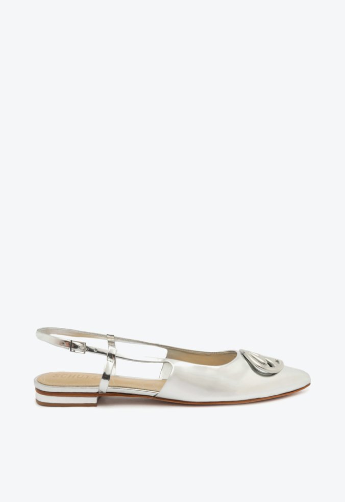 Sapatilha Slingback Patricia Balet Couro Prateada