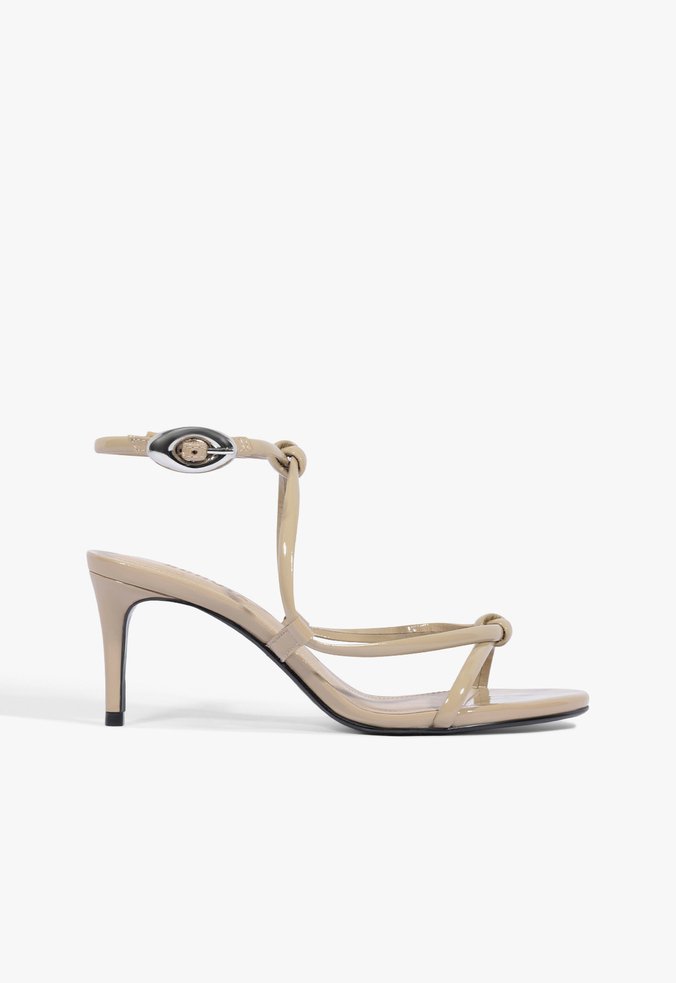 Sandália Salto Glam Curves Couro Nude