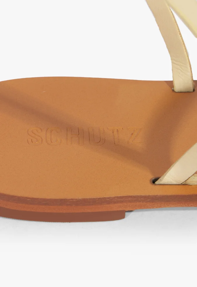 Sandália Rasteira Azure Couro Branco | Schutz