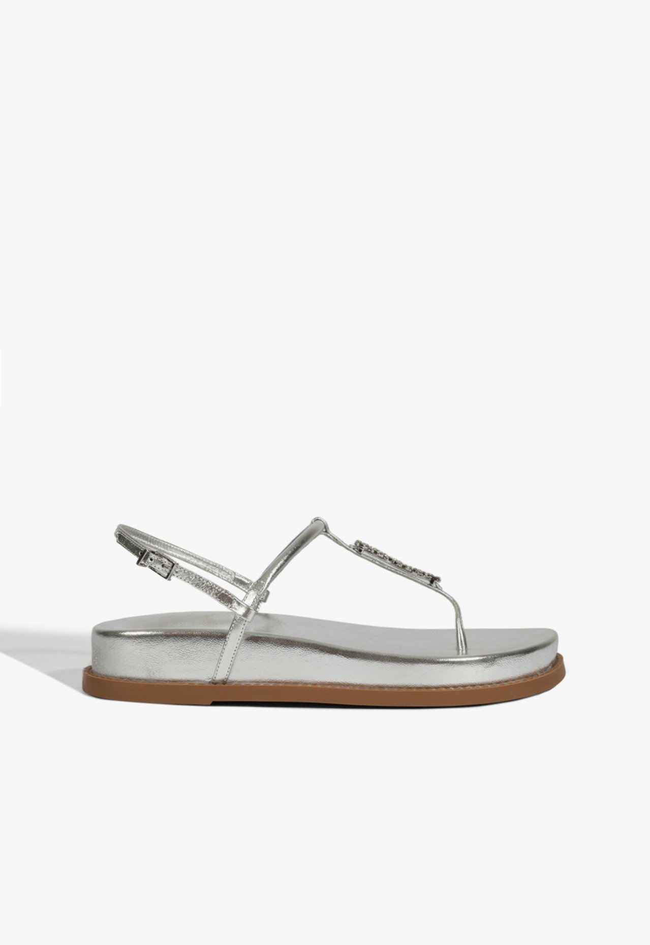 Sandália Papete Couro Brilho Prata | Schutz