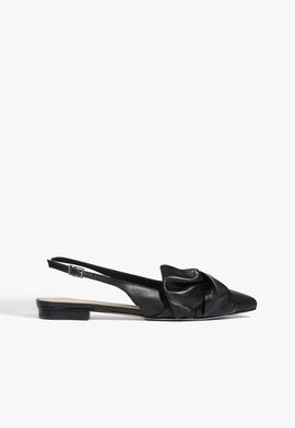Flat Cindy Slingback Holo Couro Preta