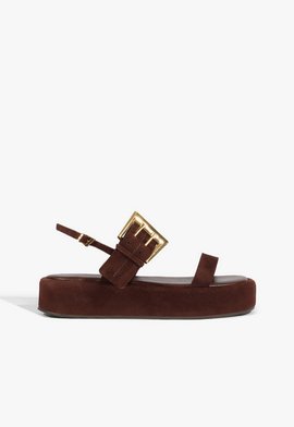 Sandália Papete Camurça Marrom