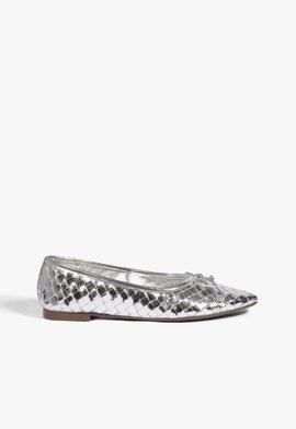 Sapatilha Arissa Woven Casual Couro Prateada