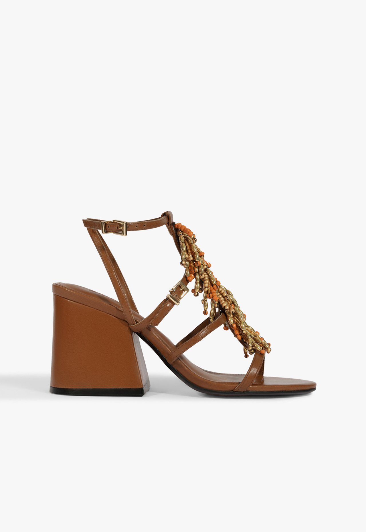 Sandália Salto Bloco Couro Marrom | Schutz