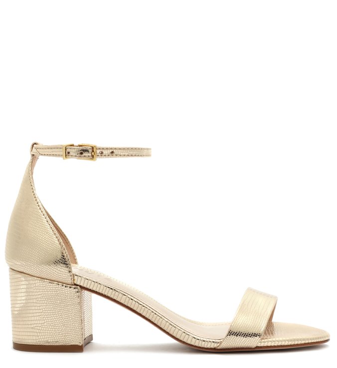 Sandália Minimal Block Heel Shine Platina