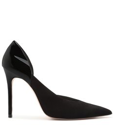 Sapato Scarpin Camurça Recortes Preto