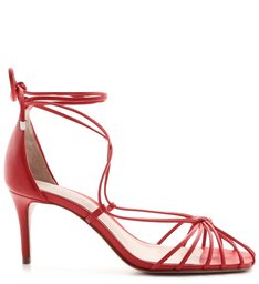Sandália Mid Heel Lace-Up Strings Red