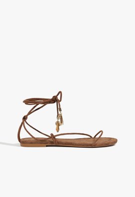 Sandália Rasteira Malina Camurça Marrom