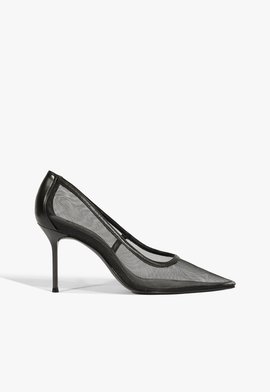 Scarpin Preto Salto Fino com Transparência
