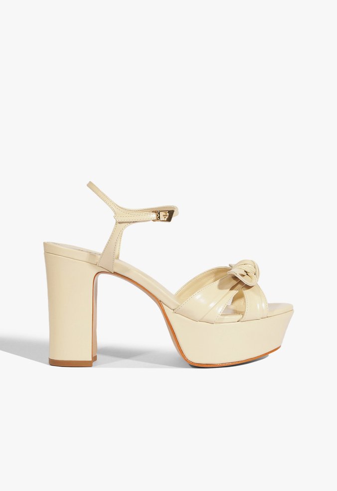 Sandália Plataforma Naomi Couro Creme