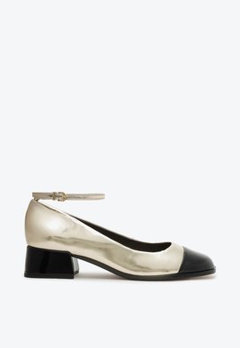Sapato Boneca Dorothy Verniz Preto e Dourado