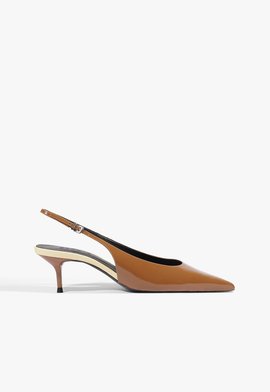 Scarpin Slingback Paola Couro Marrom