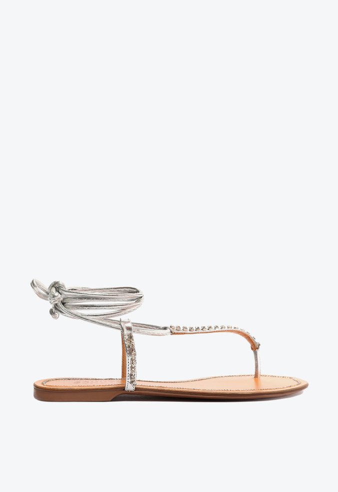 Sandália Rasteira Pedraria Prateada