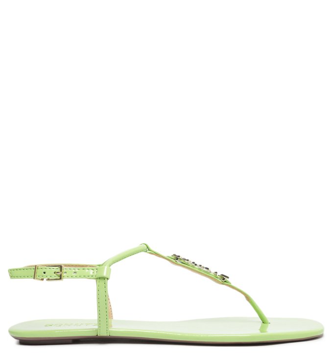 Sandália Rasteira Crystal Schutz Logo Verde Claro