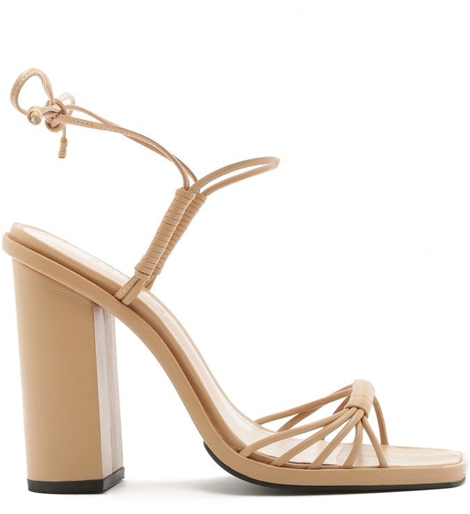 Sandália Salto Grosso Strings Neutral