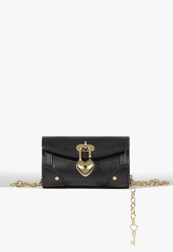 Pochete Heart Vault Bag Pequena Couro Preta